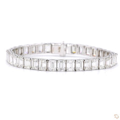 Emerald Shaped Diamond Tennis Bracelet