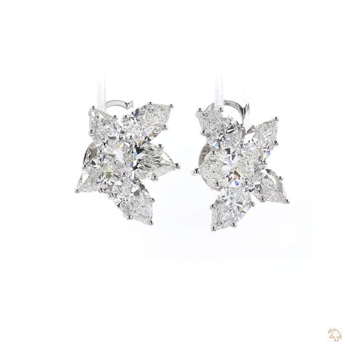 Pear Shaped Diamond Cluster Earrings (5.16 ct. tw.) in 18K White Gold