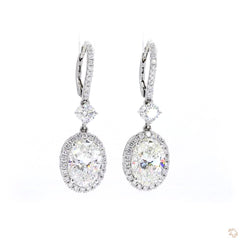 Oval Shaped Diamond Drop Earring in 18K White Gold