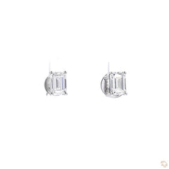 Emerald Cut Diamond Earring in 18K White Gold