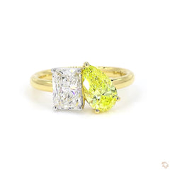 Toi et Moi Lab Yellow and White Diamond Cocktail  Ring