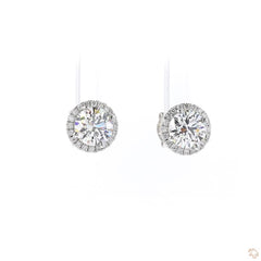 Diamond Stud Earrings with Halo (2.34 ct. tw.) in 18K White Gold