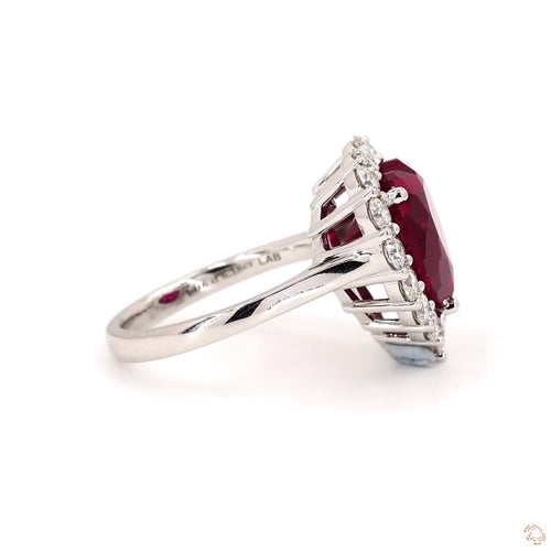 Heart Shape Red Ruby and Diamond Ring