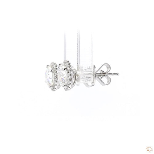 Diamond Stud Earrings with Halo (2.34 ct. tw.) in 18K White Gold