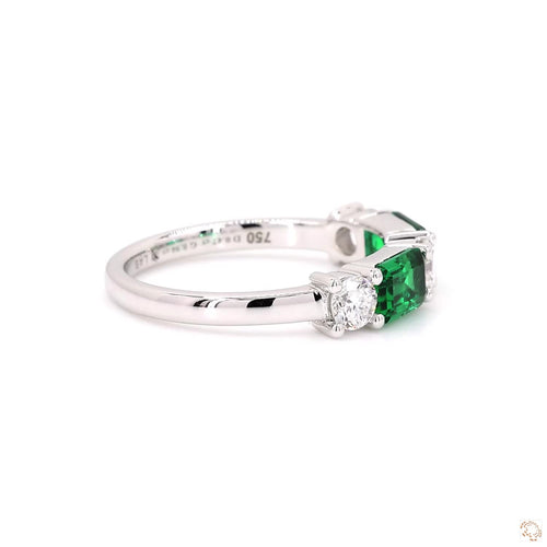 Half Eternity Green Emerald and Diamond Ring