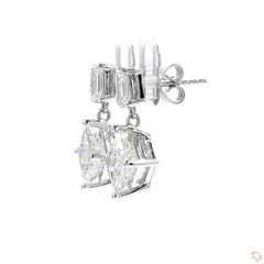 Princess Diamond Drop  Earrings in 18K White Gold