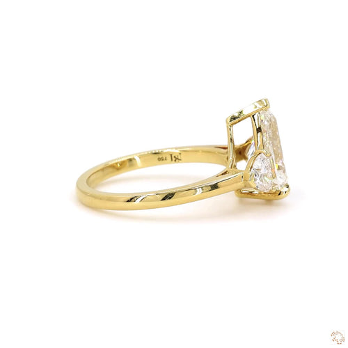 Three Stone Pear and Heart Diamond Engagement Ring