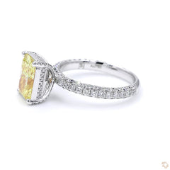 Fancy Yellow Radiant Shape Diamond Solitaire Ring