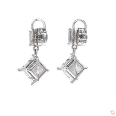 Princess Diamond Drop  Earrings in 18K White Gold