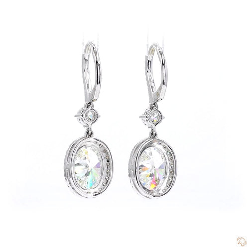 Oval Shaped Diamond Drop Earring in 18K White Gold