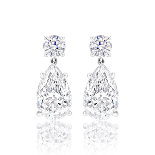 Pear Shaped  Diamond Drop Earring in 18k White Gold