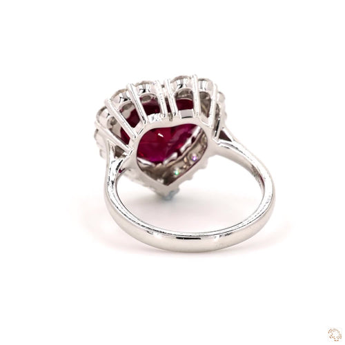 Heart Shape Red Ruby and Diamond Ring