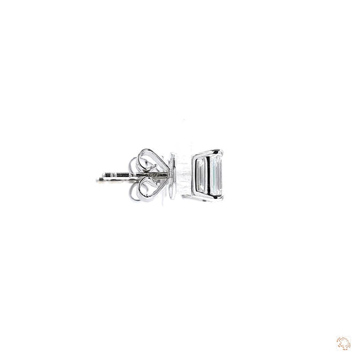 Emerald Cut Diamond Earring in 18K White Gold