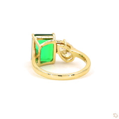 Toi et Moi Green Emerald and Pear Diamond Cocktail  Ring