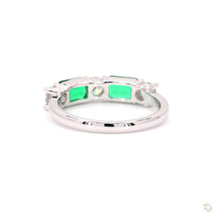 Half Eternity Green Emerald and Diamond Ring