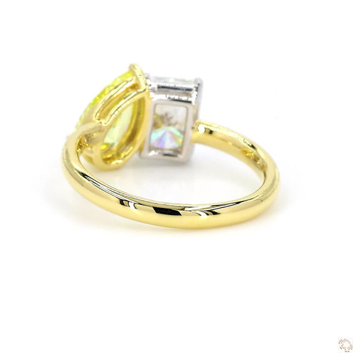 Toi et Moi Lab Yellow and White Diamond Cocktail  Ring