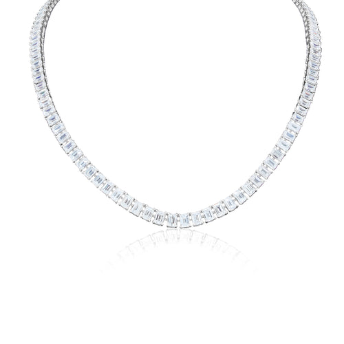 Emerald Shape Diamond Tennis Necklace