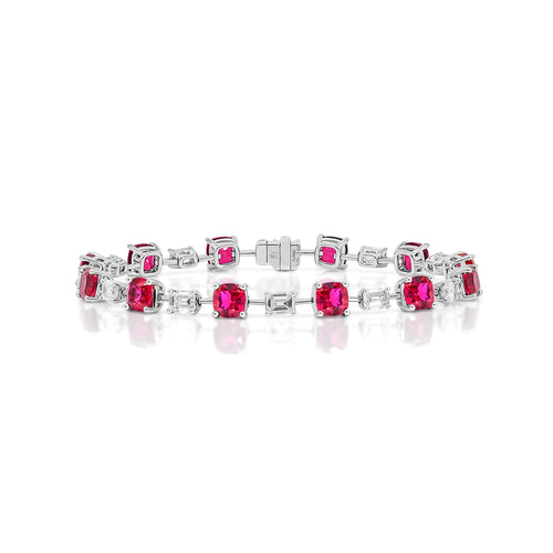 Red Ruby and Diamond Tennis Bracelet