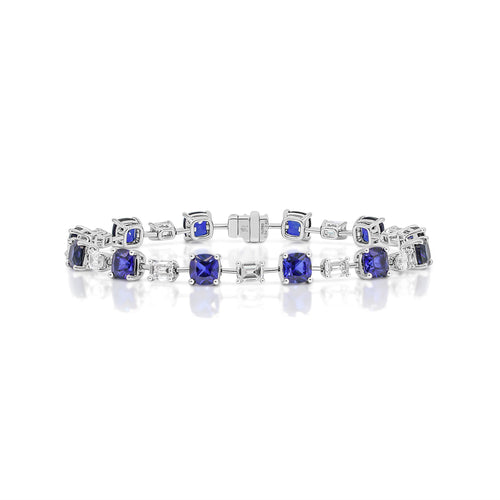 Blue Sapphire and Diamond Tennis Bracelet