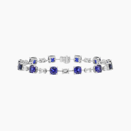 Blue Sapphire and Diamond Tennis Bracelet