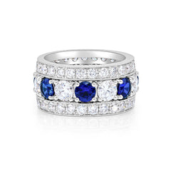 Blue Sapphire and Diamond Eternity Band