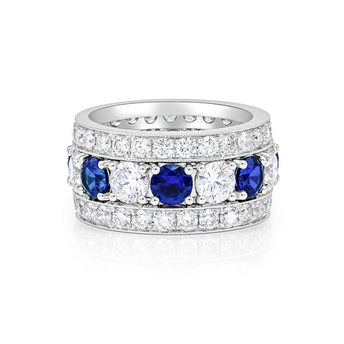 Blue Sapphire and Diamond Eternity Band