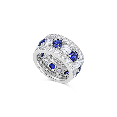 Blue Sapphire and Diamond Eternity Band