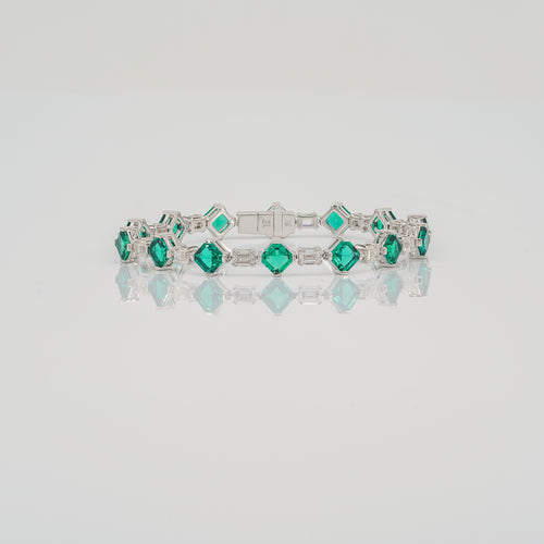 Green Emeralds & Diamonds Tennis Bracelet