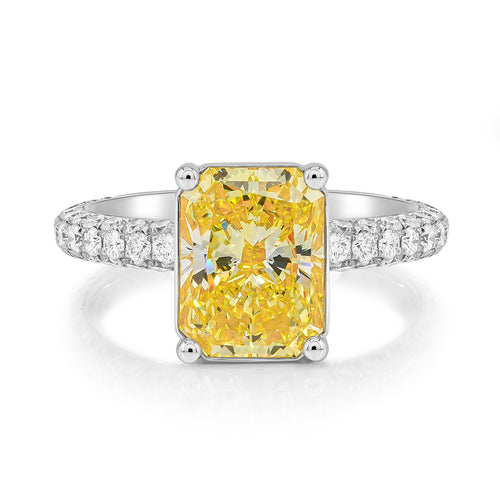 Fancy Yellow Radiant Shape Diamond Solitaire Ring