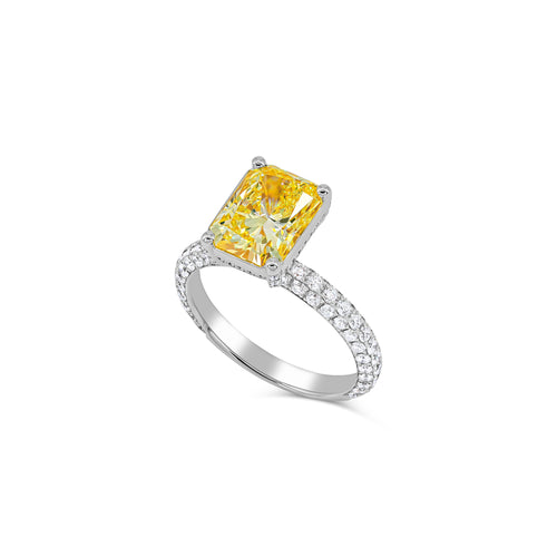 Fancy Yellow Radiant Shape Diamond Solitaire Ring