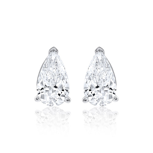 Pear Shaped Diamond Stud Earrings (2.04 ct. tw.) in 18K White Gold