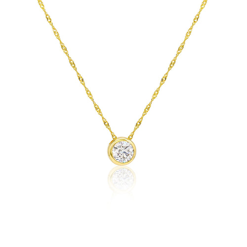 Round Shape Diamond Bezel Pendant