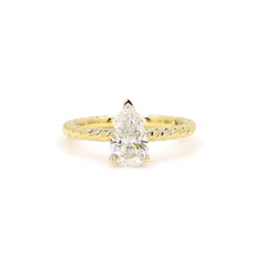 Pear Shape Solitaire Twist Band Ring