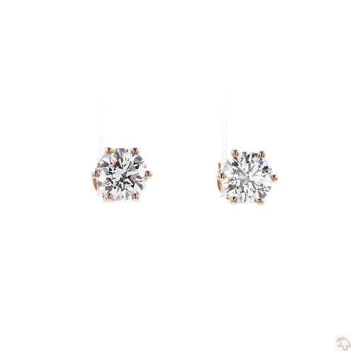 6-Prong Diamond Stud Earrings (2.06 ct. tw.) in 18K Rose Gold