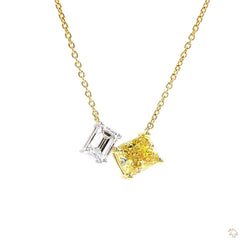 Multi Shaped Yellow and White Diamonds Pendant