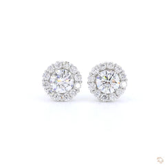 Halo Diamond Stud Earrings with Jacket (1.09 ct. tw.) in 18K White Gold