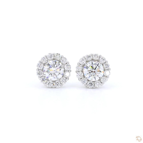 Halo Diamond Stud Earrings with Jacket (1.09 ct. tw.) in 18K White Gold