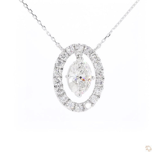 Floating Oval Diamond Pendant